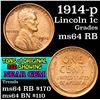 Image 1 : 1914-p Lincoln Cent 1c Grades Choice Unc RB