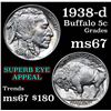 Image 1 : 1938-d Buffalo Nickel 5c Grades GEM++ Unc