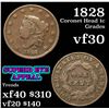 Image 1 : 1828 Coronet Head Large Cent 1c Grades vf++