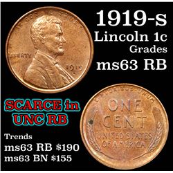 1919-s Lincoln Cent 1c Grades Select Unc RB