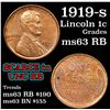 Image 1 : 1919-s Lincoln Cent 1c Grades Select Unc RB