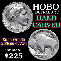Hobo Buffalo Nickel 5c Grades Hand Carved