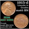 Image 1 : 1915-d Lincoln Cent 1c Grades GEM Unc BN