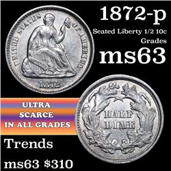1872-p Seated Liberty Half Dime 1/2 10c Grades Select Unc