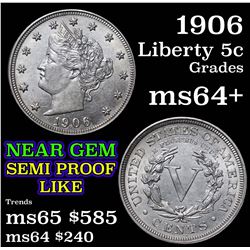 1906 Liberty Nickel 5c Grades Choice+ Unc