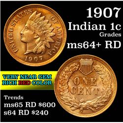 1907 Indian Cent 1c Grades Choice+ Unc RD