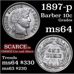 1897-p Barber Dime 10c Grades Choice Unc