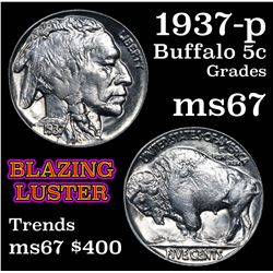 1937-p Buffalo Nickel 5c Grades GEM++ Unc