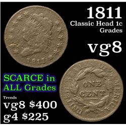 1811 Classic Head Large Cent 1c Grades vg, very good
