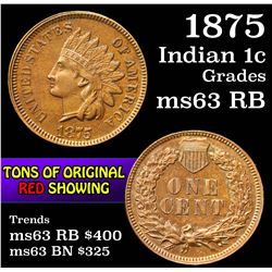 1875 Indian Cent 1c Grades Select Unc RB