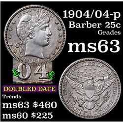 1904/04-p Barber Quarter 25c Grades Select Unc