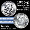 Image 1 : 1955-p Franklin Half Dollar 50c Grades Choice Unc FBL