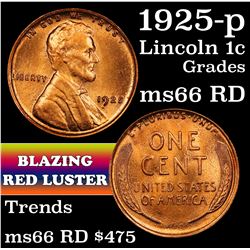 1925-p Lincoln Cent 1c Grades GEM+ Unc RD