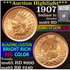 Image 1 : ***Auction Highlight*** 1907 Indian Cent 1c Graded GEM Unc RD By USCG (fc)