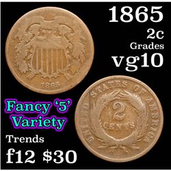 1865 Two Cent Piece 2c Grades vg+