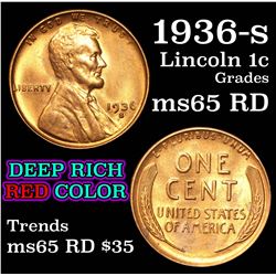 1936-s Lincoln Cent 1c Grades GEM Unc RD