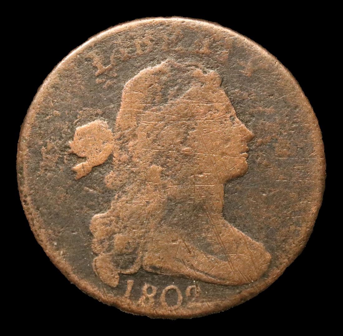 1802 Draped Bust Large Cent 1c Grades vg, very good