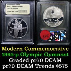 1995-p Olympic Gymnast Commem Proof Silver Dollar Modern Commem Dollar $1 Graded GEM++ Proof Deep Ca