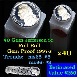 ***Auction Highlight*** Proof 1997-s Jefferson nickel 5c roll, 40 pieces (fc)