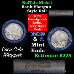 Full roll of Buffalo Nickels, 1919 on one end & a 'd' Mint reverse on other end (fc)