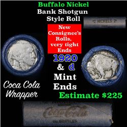 Full roll of Buffalo Nickels, 1920 on one end & a 'd' Mint reverse on other end (fc)