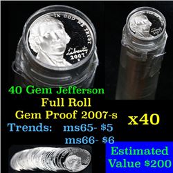 ***Auction Highlight*** Proof 2007-s Jefferson nickel 5c roll, 40 pieces (fc)