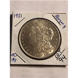 1921 P Morgan Silver Dollar Brilliant Uncirculated High Grade