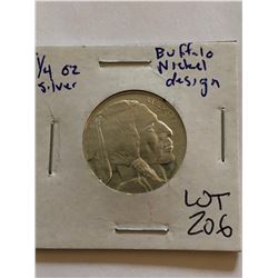 999 Fine Silver Buffalo Cheif 1/4oz Bullion Coin