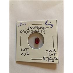 Rare 1.25 Carat RUBY Investment *GEM QUALITY* Oval Cut