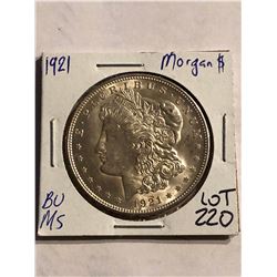 1921 P Brilliant Uncirculated Morgan Silver Dollar MS High Grade