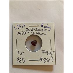 Rare 1.25 Carat RUBY Investment *GEM QUALITY* Trilliant Cut