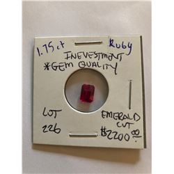 Rare 1.75 Carat RUBY Investment *GEM QUALITY* Emerald Cut