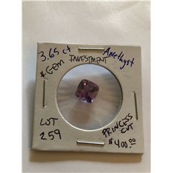 Rare 3.65 Carat AMETHYST Investment *GEM QUALITY* Princess Cut