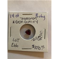 Rare 1.40 Carat RUBY Investment *GEM QUALITY* Trilliant Cut