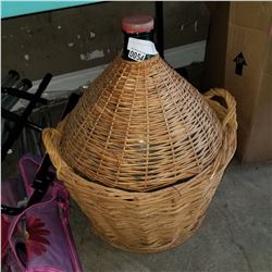 WICKERBOUND GREEN GLASS CARBOY