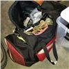 Image 1 : RED AND BLACK STINGRAY BAG W/ DIVE GEAR, GAUGES, FLIPPERS, ETC