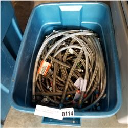 BLUE TOTE OF STAINLESS WATER SUPPLY CONNECTOR HOSES