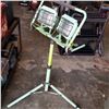 Image 1 : GREEN DOUBLE COMMERCIAL ELECTRIC SHOP LIGHT - WORKING