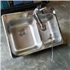 Image 1 : STAINLESS STEEL DOUBLE SINK W/ TAPS
