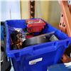 Image 1 : BLUE BIN SHOP LIGHT, PORTABLE VICE, AND ELECTRONICS