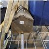 Image 2 : ANTIQUE WOOD BOW SAW AND BLACK ANTIQUE METAL TOOL BOX