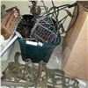Image 1 : TOTE OF GARDEN DECOR, METAL GARDEN BENCH PARTS