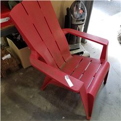 RED PLASTIC ADIRONDACK CHAIR