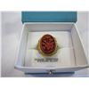 Image 2 : STERLING SILVER YELLOW GOLD PLATED 19x13mm GENUINE RED JASPER AND ENAMEL RING SIZE 6.5 W/ APPRAISAL 