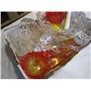 Image 2 : LOT OF CRYSTAL BOWL, BASKET, AND ART GLASS VASE AND DISHES