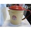 Image 2 : FLOUR TIN, SPIRITZ ENAMEL KETTLE, AND IRON BACON PRESS