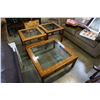 Image 2 : 3 PIECE OAK GLASS TOP COFFEE AND END TABLE SET