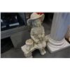 Image 2 : CERAMIC PEDESTAL CONCRETE WALL SCONE AND GIRL ON BENCH GARDEN FIGURE