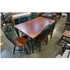 Image 1 : GREEN AND MAPLE DINING TABLE W/ 6 CHAIRS