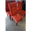 Image 2 : SET OF 4 RED MICROFIBER DINING CHAIRS